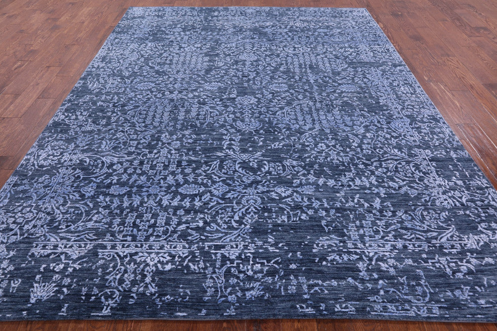 Hand Knotted Wool and Silk Persian Rug 7' 11" X 10' 0" Q6298