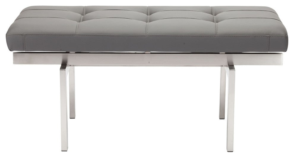 Louve Small Brushed Stainless Steel Frame Bench,Gray