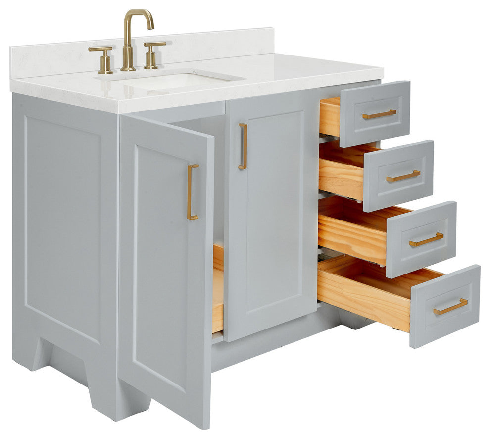 Ariel Taylor 42" Left Offset Single Rectangular Sink Bathroom Vanity