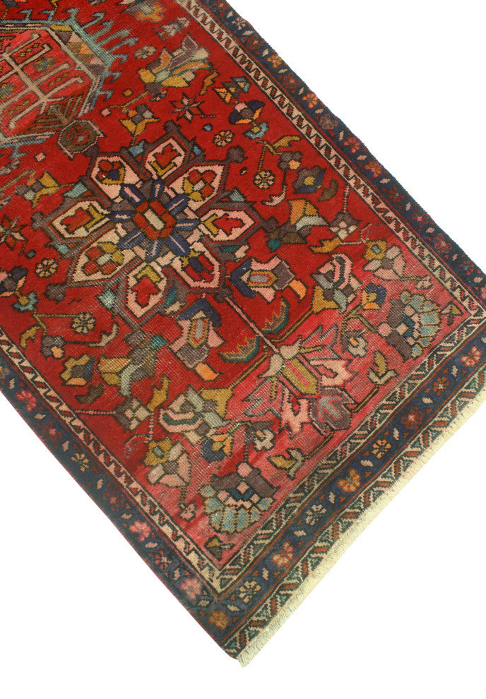 Fine Vintage Distressed Roseanna Red/Navy Runner, 2'11 x 10'7