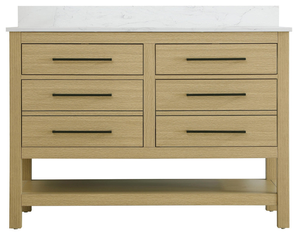 Home Living 48" Single Bathroom Vanity, Honey Brown With Backsplash