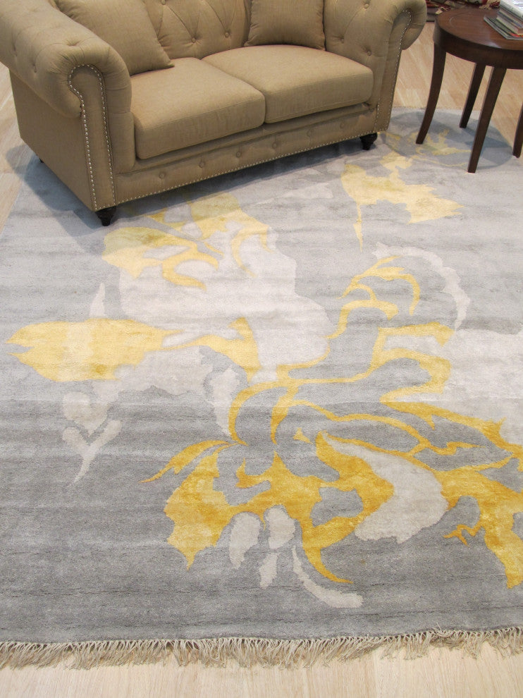 Gray Contemporary Abstract Art Area Rug