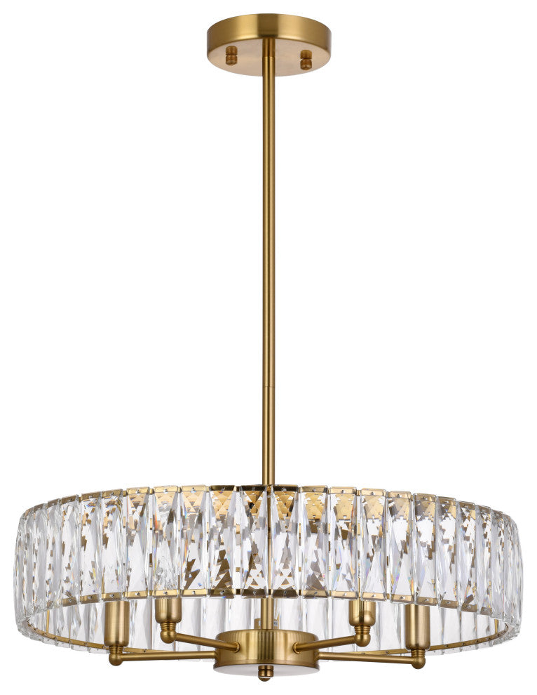 22" 12-Light Gold Metal Chandelier With Clear Crystals, Gold, 22"