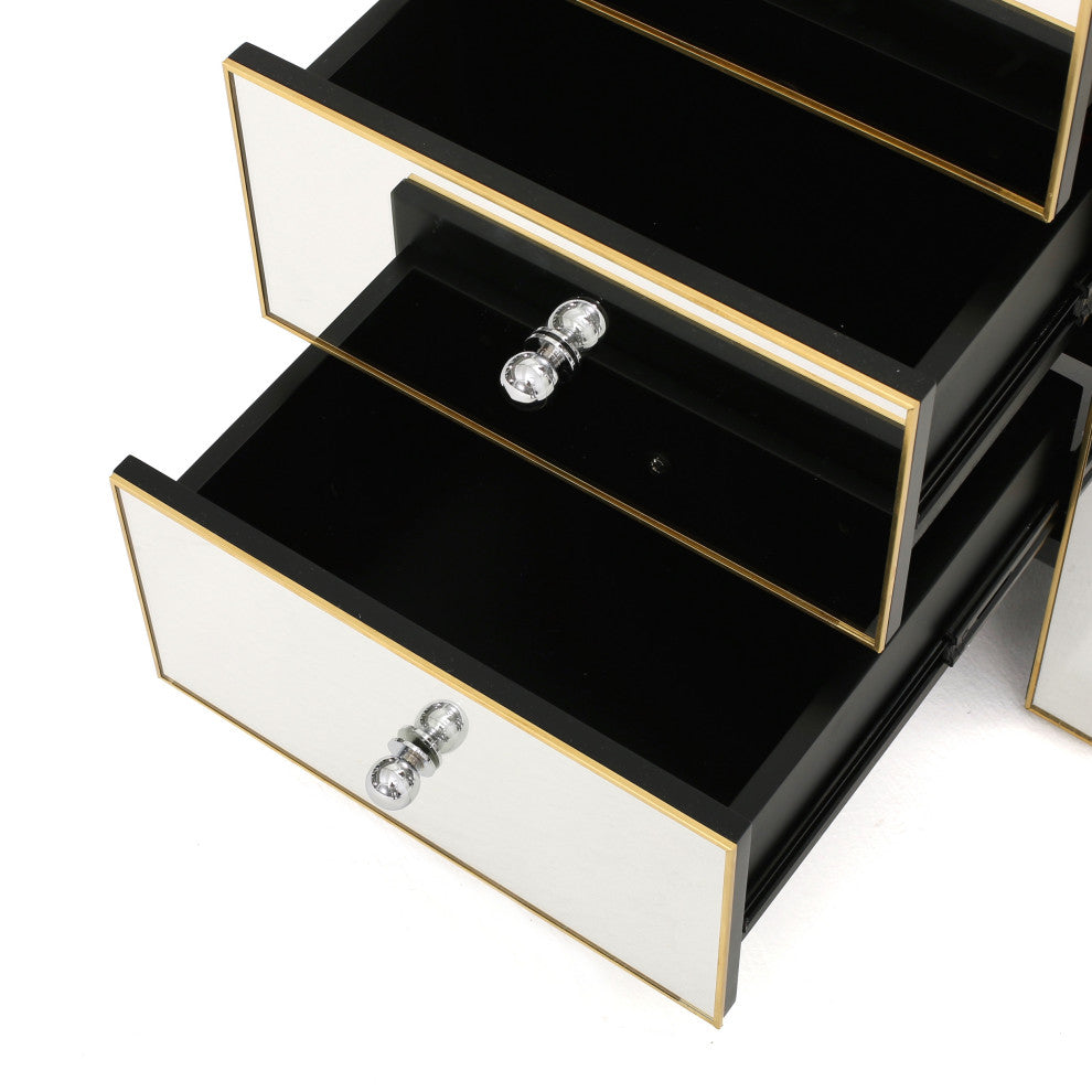 GDF Studio Langley Mirrored 3 Drawer Side Table