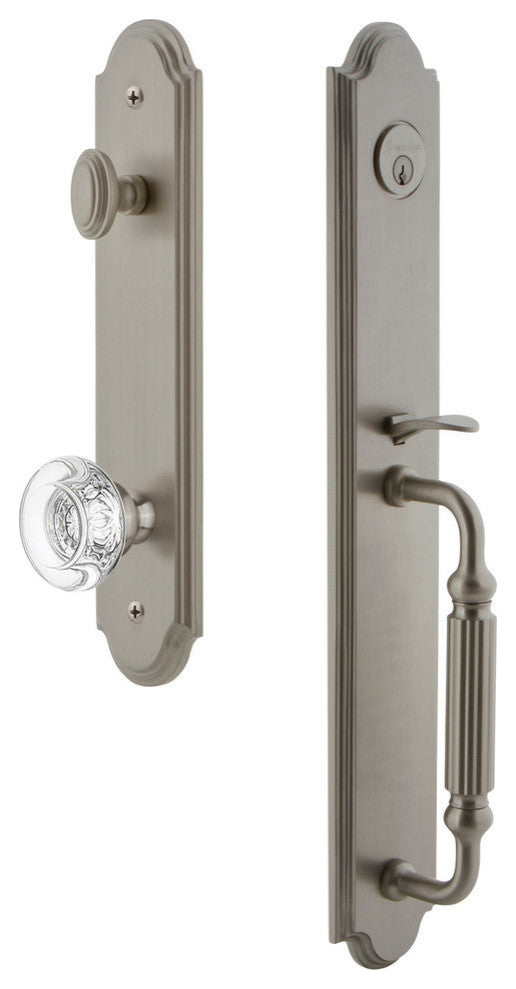 Arc 1-Piece Dummy Handleset, F Grip and Bordeaux Knob, Satin Nickel, 848431