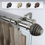 Telmo 1" Double Curtain Rod, Satin Nickel, 28-48"