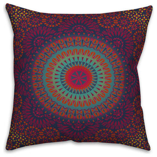 Multi Color Boho Medallion 16x16 Throw Pillow