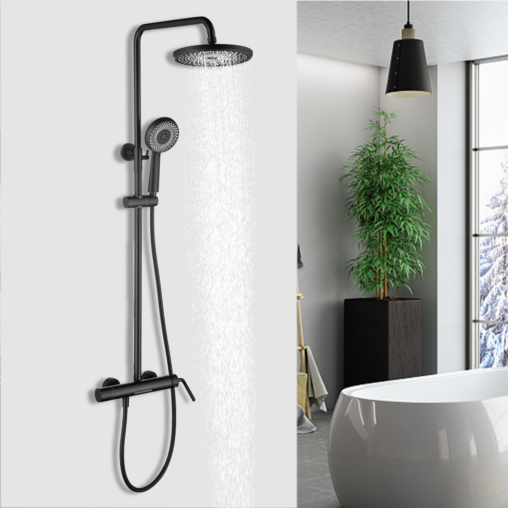 Trendy Design Multi-Function Complete Shower System With Rough-in Valve, Matte B