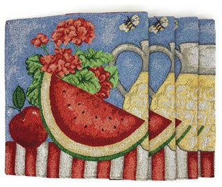 Fruity Drinks Watermelon Lemonade Vintage Woven Tapestry Placemats