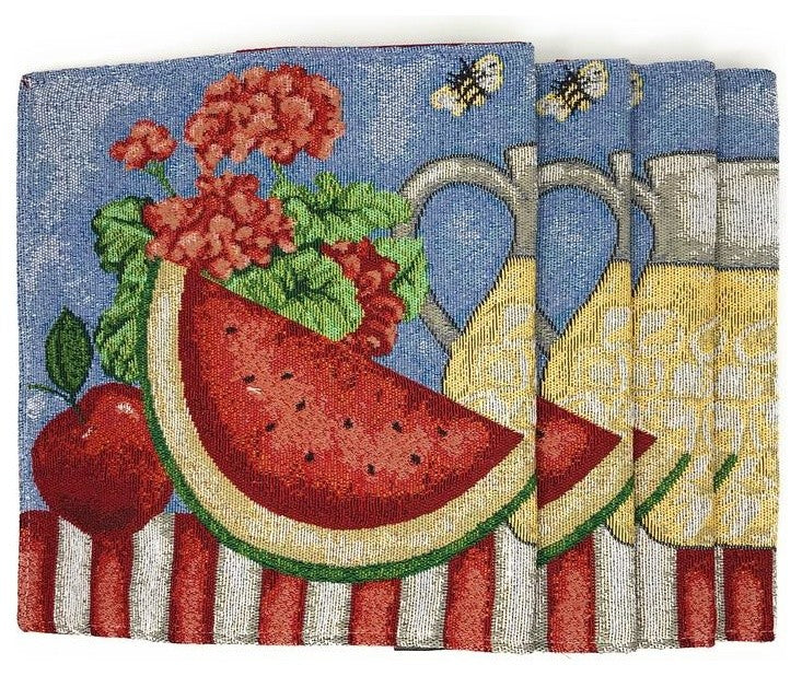 Fruity Drinks Watermelon Lemonade Vintage Woven Tapestry Placemats