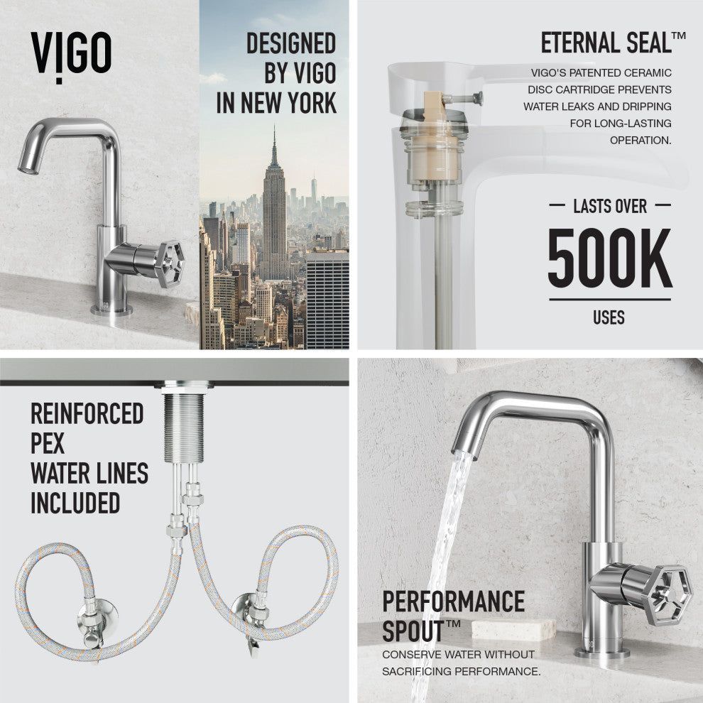 VIGO Ruxton 9" H Single Handle Single Hole Bathroom Faucet, Chrome, Without Extras