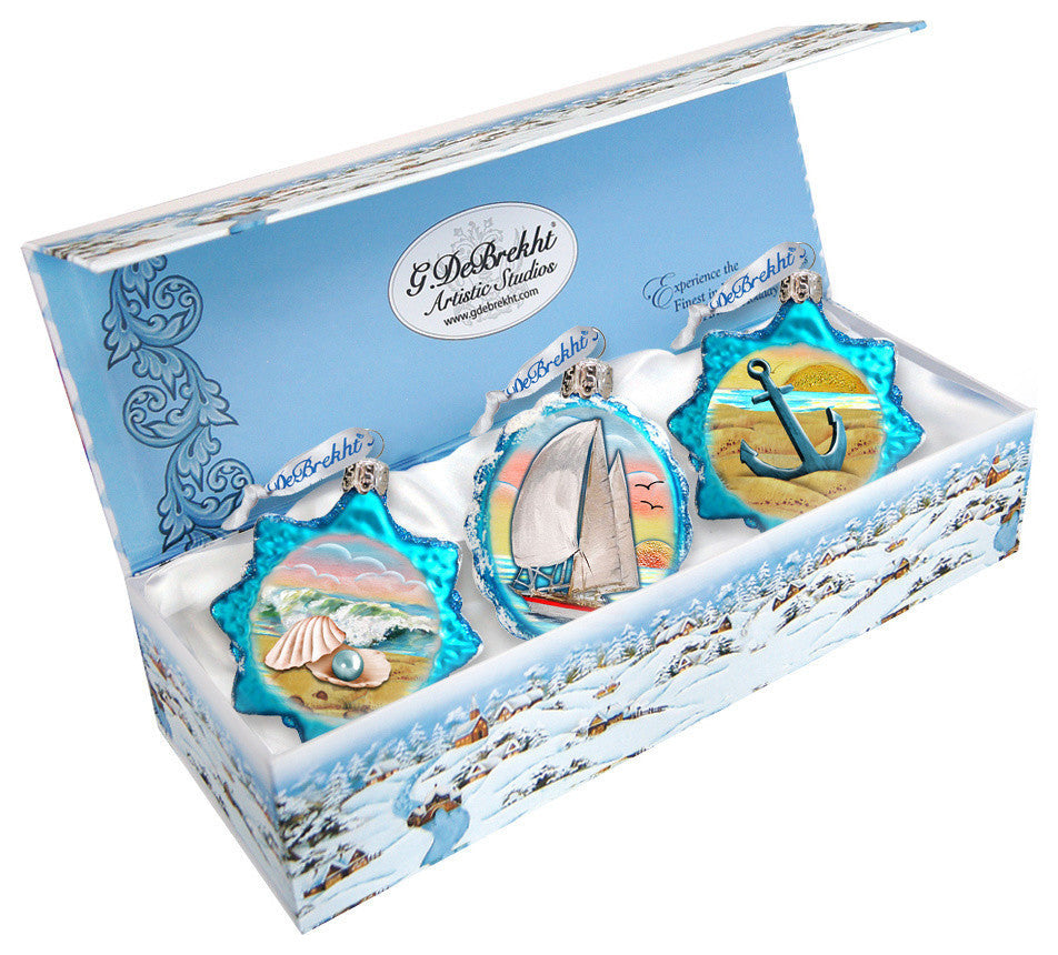 Nautical, Set of 3 Ornaments