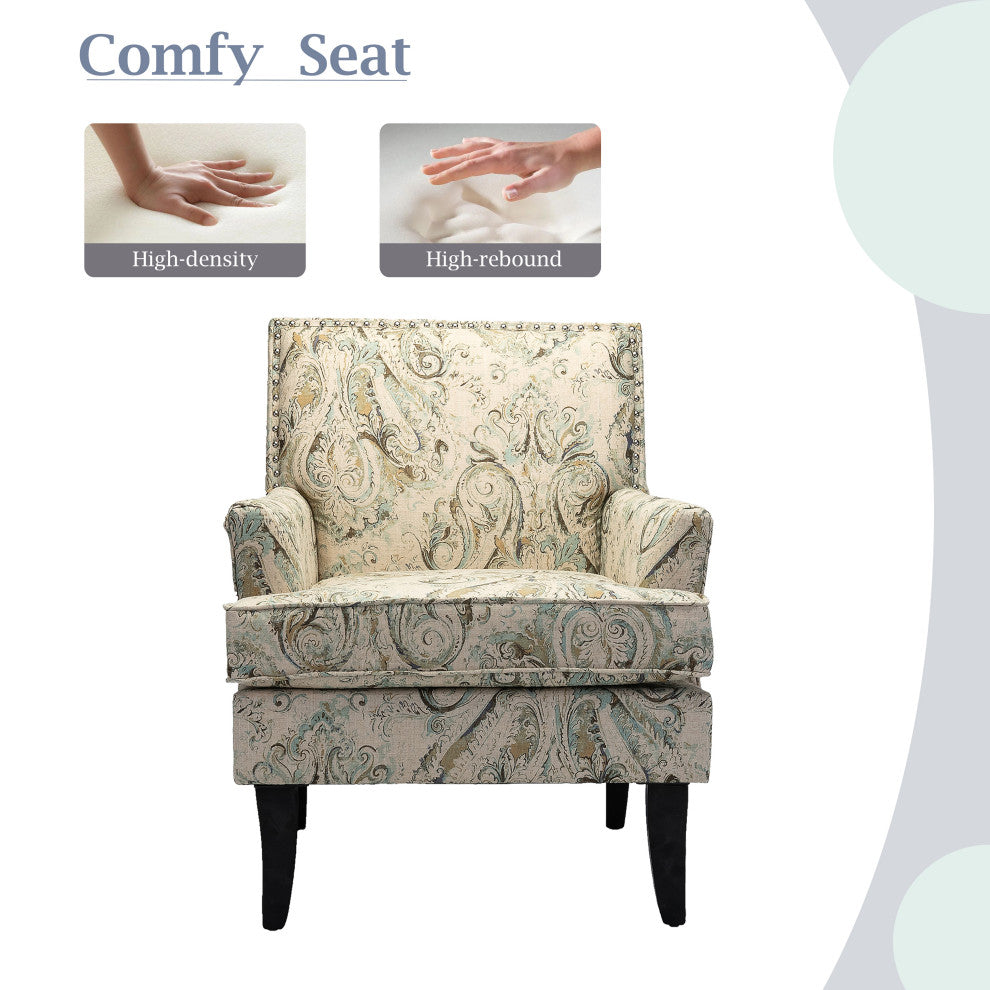 Herrera Classic Armchair With Pattern, Paisley Beige