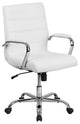 Flash Furniture Mid Back LeatherSoft Office Swivel Chair in White and Chrome