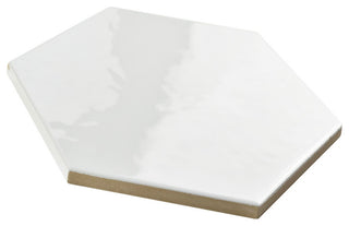 HexTile Ceramic Floor and Wall Tile, Glossy White, Sample
