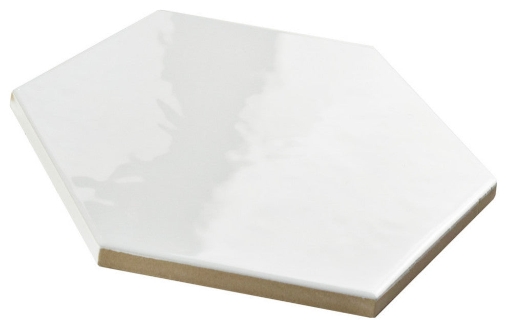 HexTile Ceramic Floor and Wall Tile, Glossy White, Sample