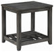 Rectangular End Table with Shelf, Gray