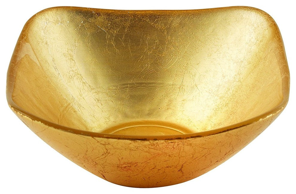 Elegance Atlas Square Gold Glass Bowl, 5"