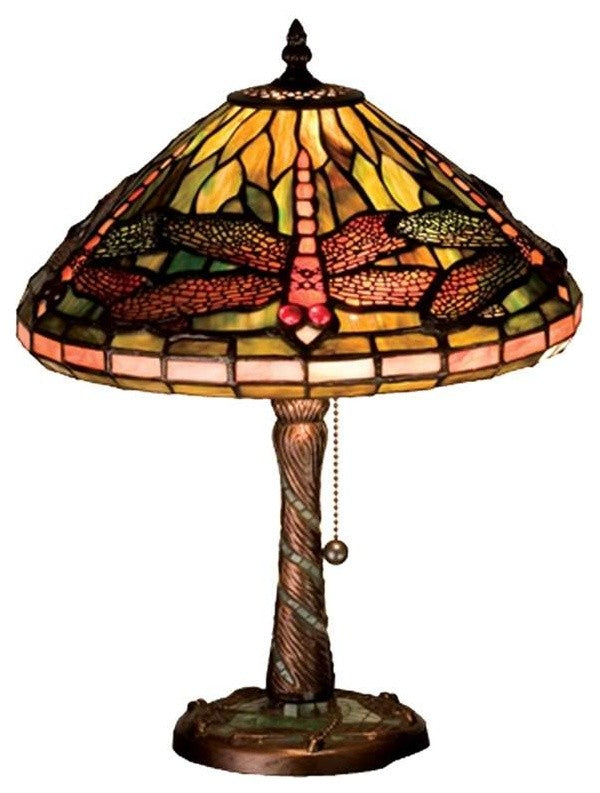 Meyda lighting 27158 16"H Tiffany Dragonfly w/ Twisted Fly Mosaic Base  Lamp