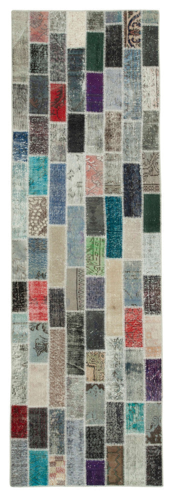 Rug N Carpet - Handmade Turkish 3' 1" x 9' 11" Unique Patchwork Runner Rug