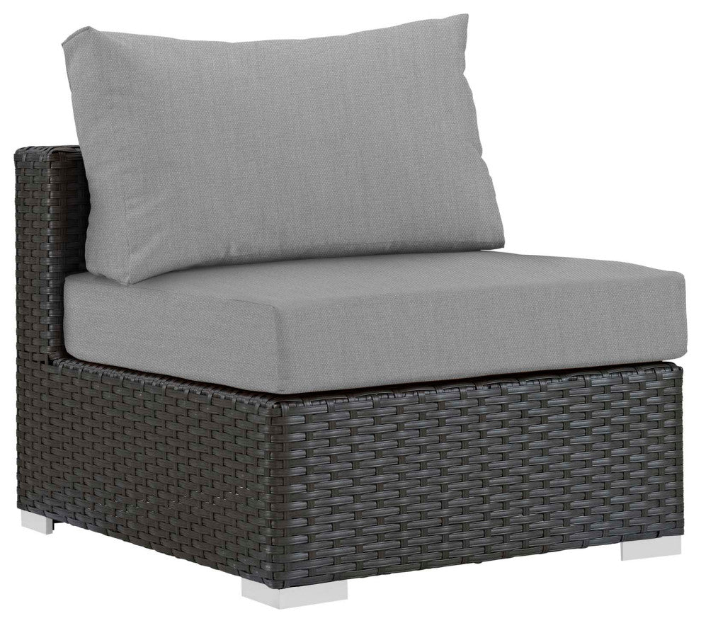Canvas Gray Sojourn 5 Piece Outdoor Patio Sunbrella Sectional Set