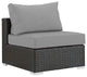 Canvas Gray Sojourn 5 Piece Outdoor Patio Sunbrella Sectional Set