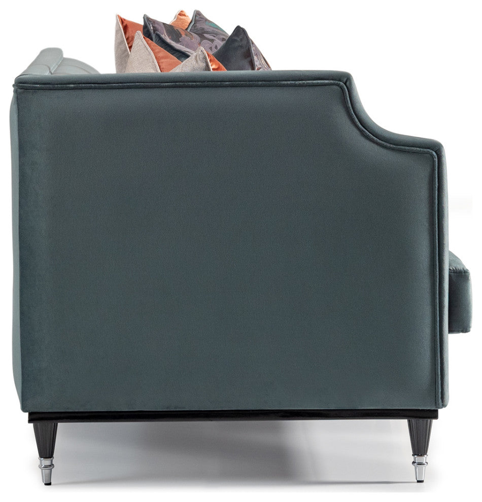 La Francaise Velvet Mansion Sofa Azure/Black