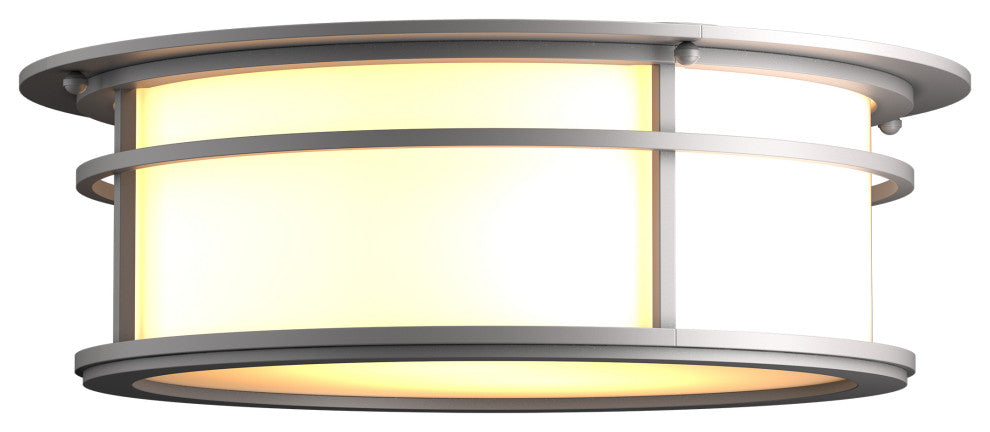 Province Outdoor Flush Mount, Coastal Burnished Steel Finish, Opal Glass