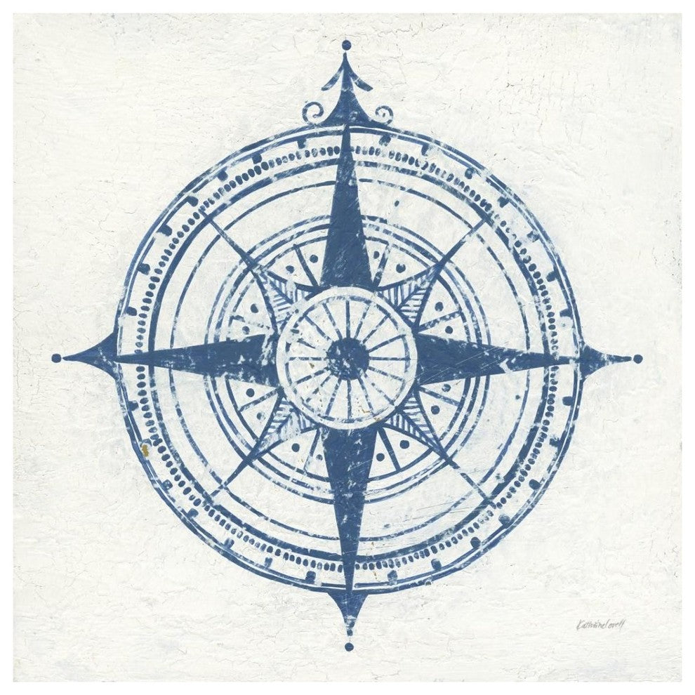 "Indigo Gild Compass Rose II" Digital Paper Print by Kathrine Lovell, 38"x38"