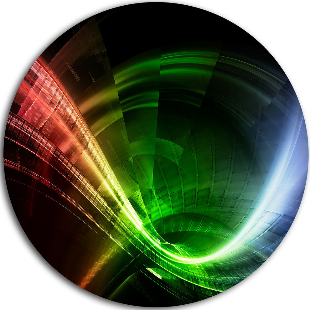 Fractal 3D Colorful Tunnel, Abstract Art Disc Metal Wall Art, 23"