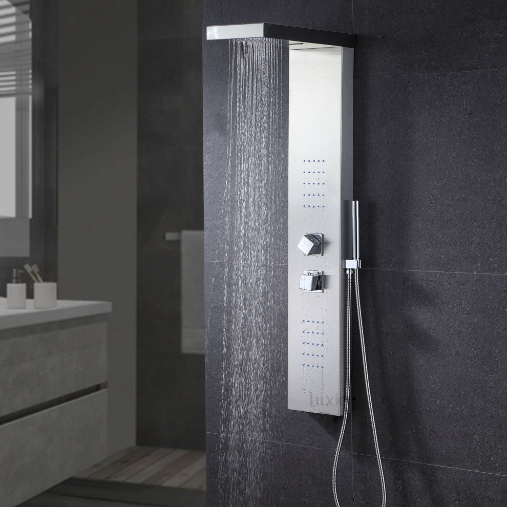 Luxier 48" Shower Panel System With Rainfall Waterfall Shower Head Hand Shower