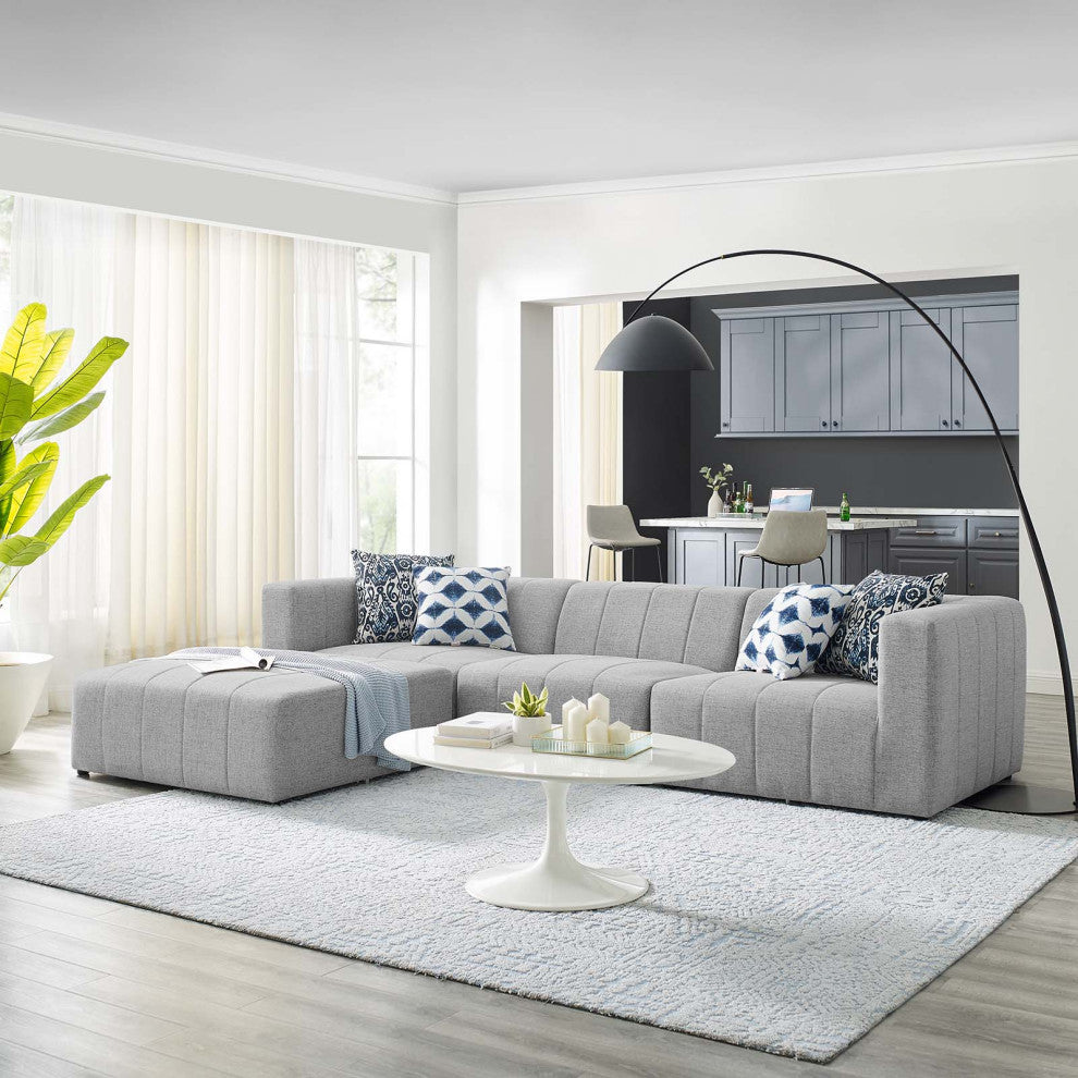 Sectional Sofa Set, Fabric, Gray, Modern, Living Lounge Hotel Hospitality