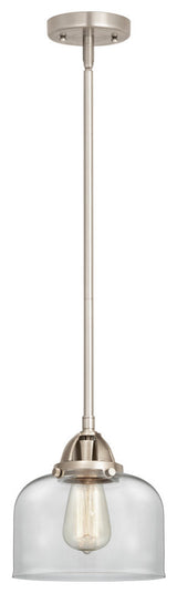 Large Bell Mini Pendant, Brushed Satin Nickel, Clear, Clear