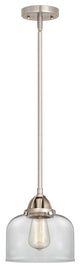 Large Bell Mini Pendant, Brushed Satin Nickel, Clear, Clear