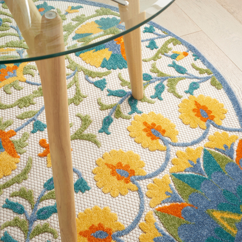 Nourison Aloha 4' x Round Multicolor Transitional Area Rug