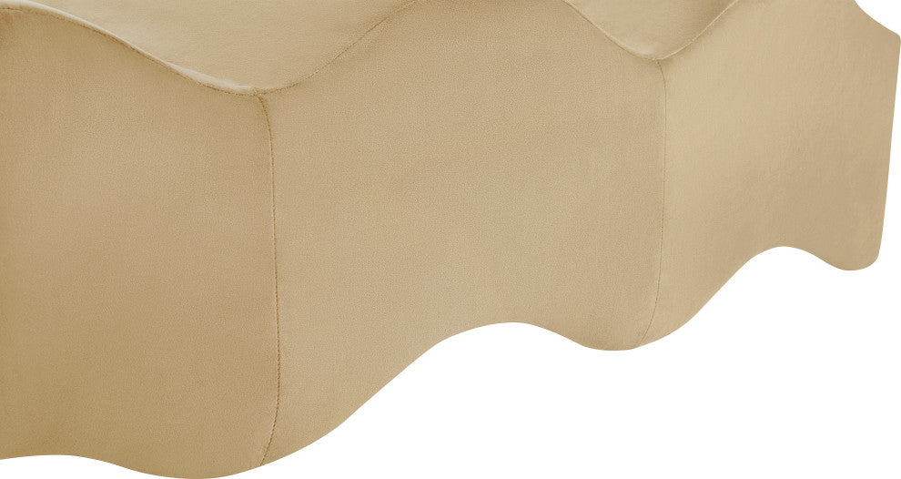 Wave Upholstered Bench, Camel, Velvet