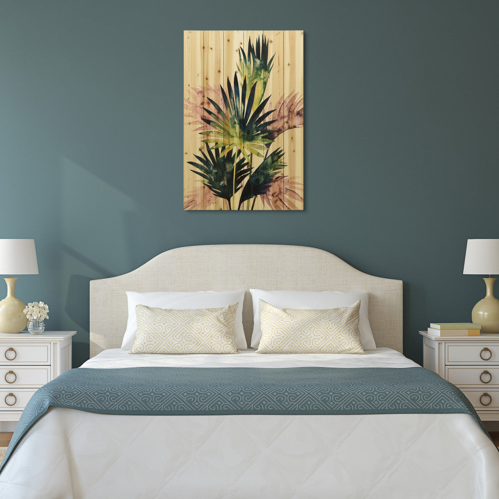 "Twilight Palms III" Wall Art Digital Print on Solid Wood