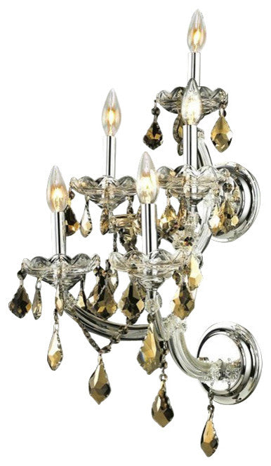 Elegant Maria Theresa Wall Sconce, Chrome Finish With Royal Cut Crystal