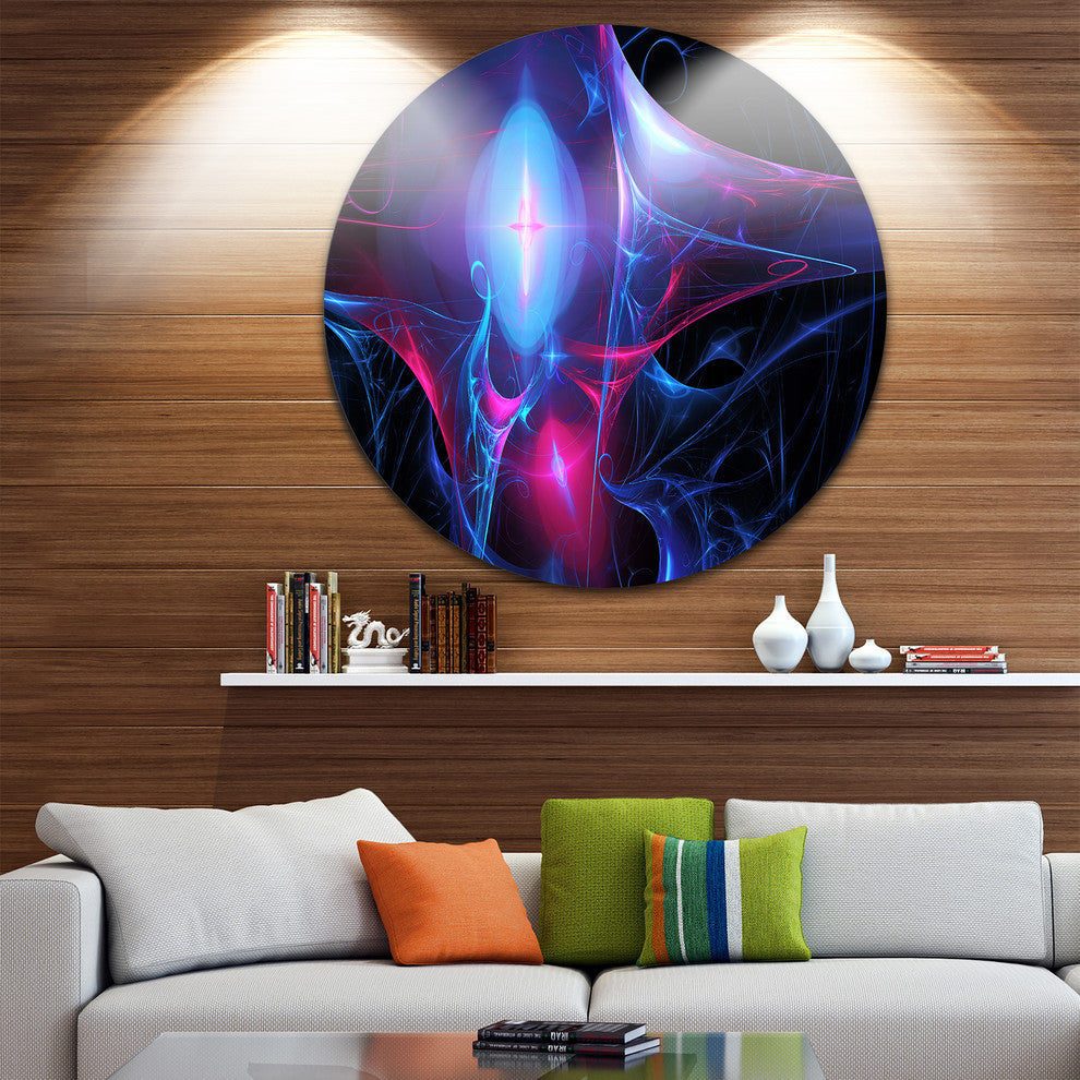 Blue Bright Candle, Abstract Digital Art Large Disc Metal Wall Art, 23"