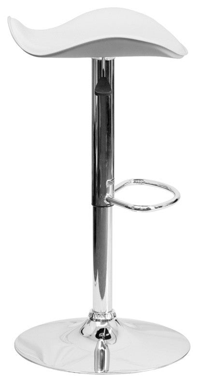 Ethan White Vinyl Adjustable Height Barstool With Chrome Base