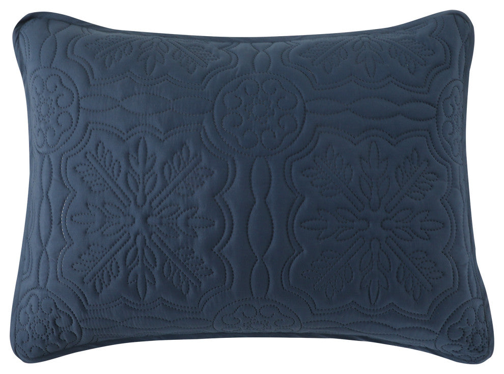 Jailen 4 Piece Quilt Set, Navy, Queen