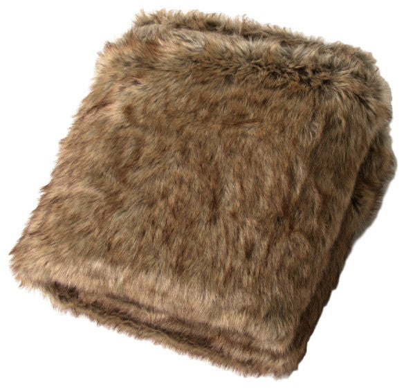 Luxe Faux Fur Throw Blanket, Coyote, 52"x60"