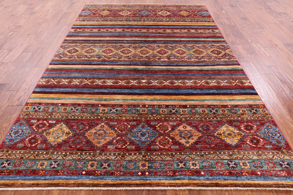 Hand Knotted Khorjin Super Kazak Wool Rug 6' 7" X 9' 11" Q5510