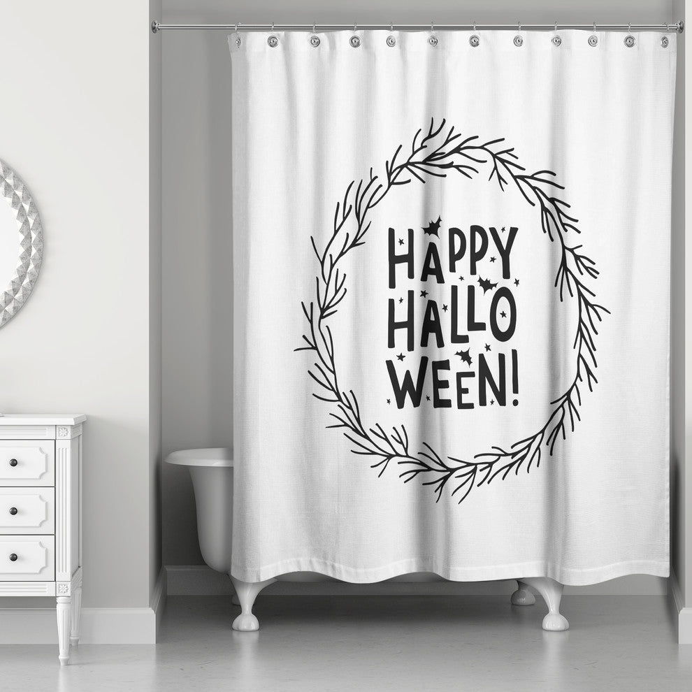 Happy Halloween Wreath 71x74 Shower Curtain