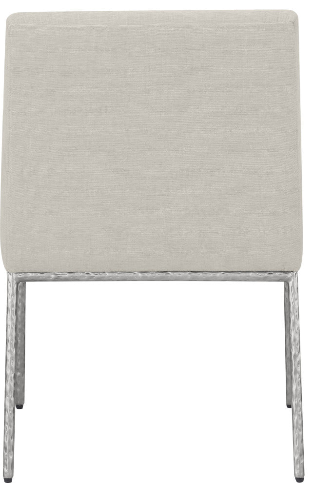 Reeves Upholstered Dining Chair, Cream, Chenille , AC, Brushed Silver, Set of 2