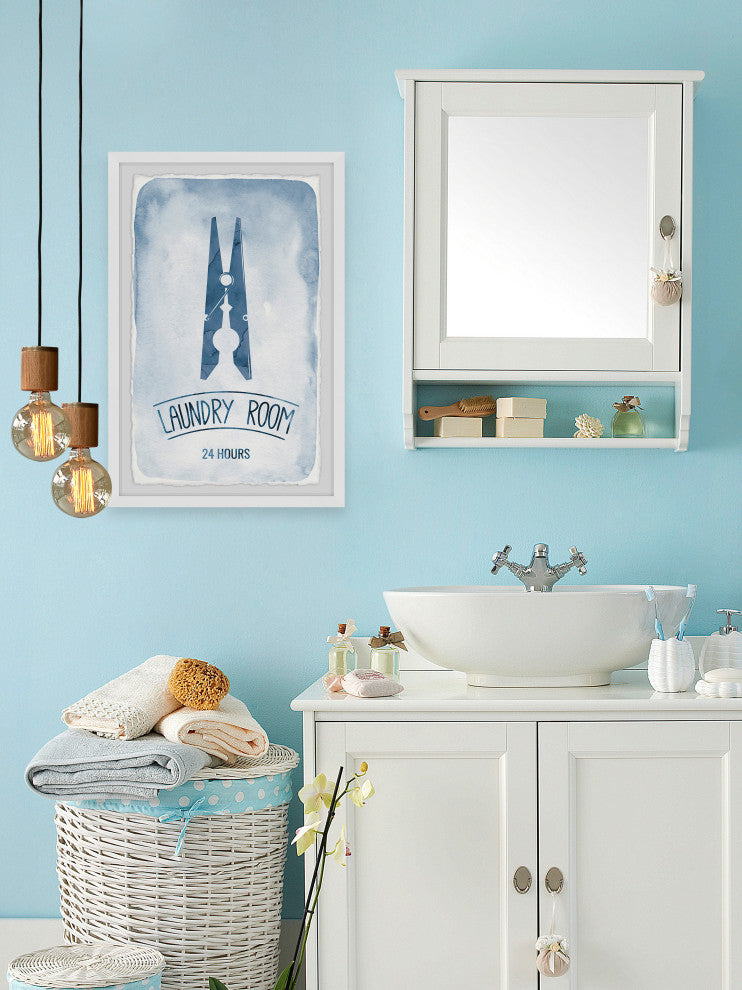 "Laundry Room 24 Hours" Framed Painting Print, 24x36