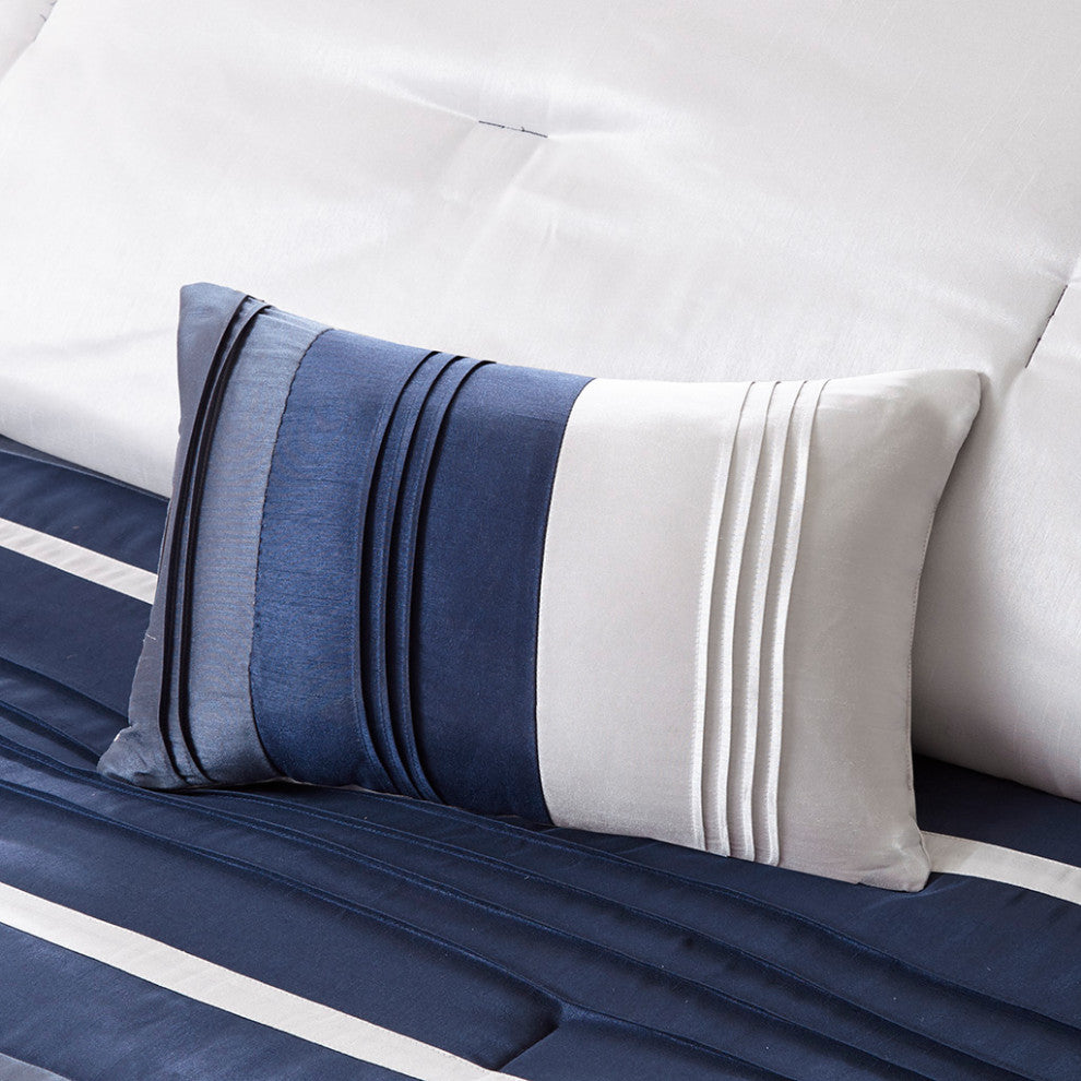 Madison Park Blaire 7 Piece Comforter Set in Navy
