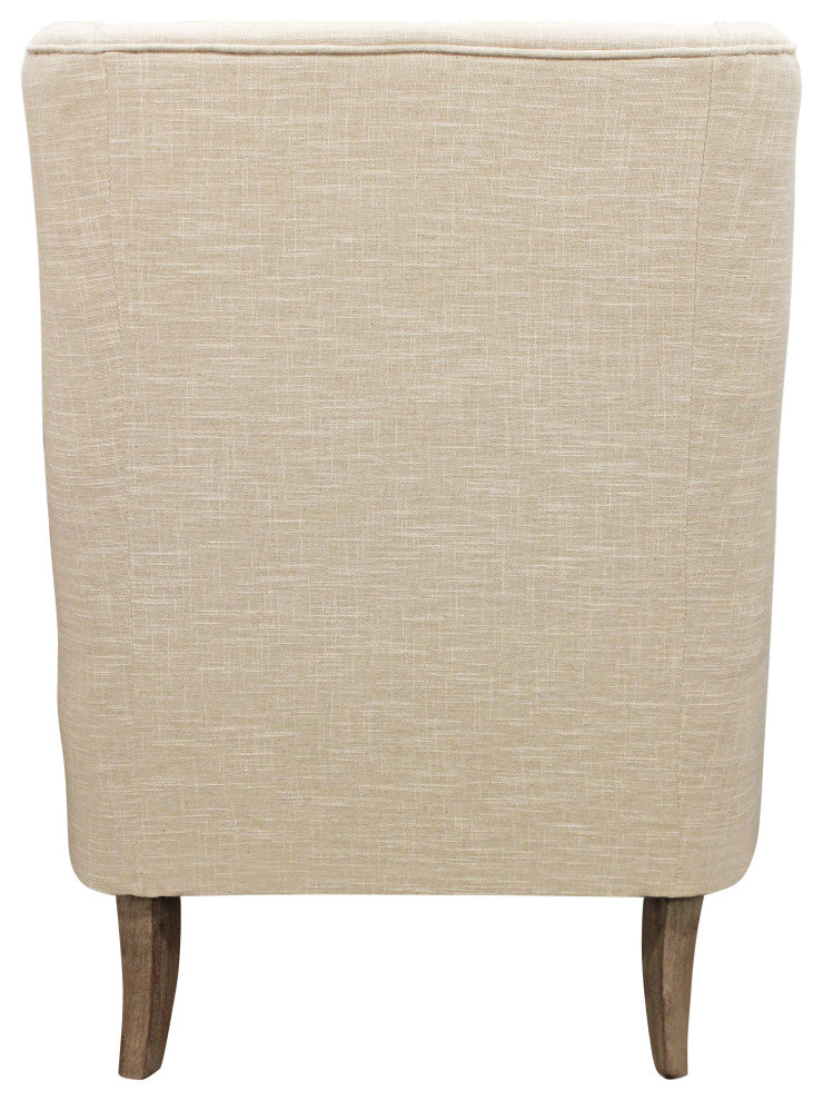 Boulter Lounge Chair with Solid Wooden Legs in Natural Linen Fabric