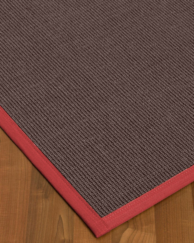 Natural Area Rugs Big Sur Custom Sisal Rug, 10'' x 14'', Red Border