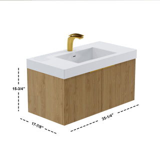 Pershing 36" Single Vanity Set, Oak Natural, Resin Basin